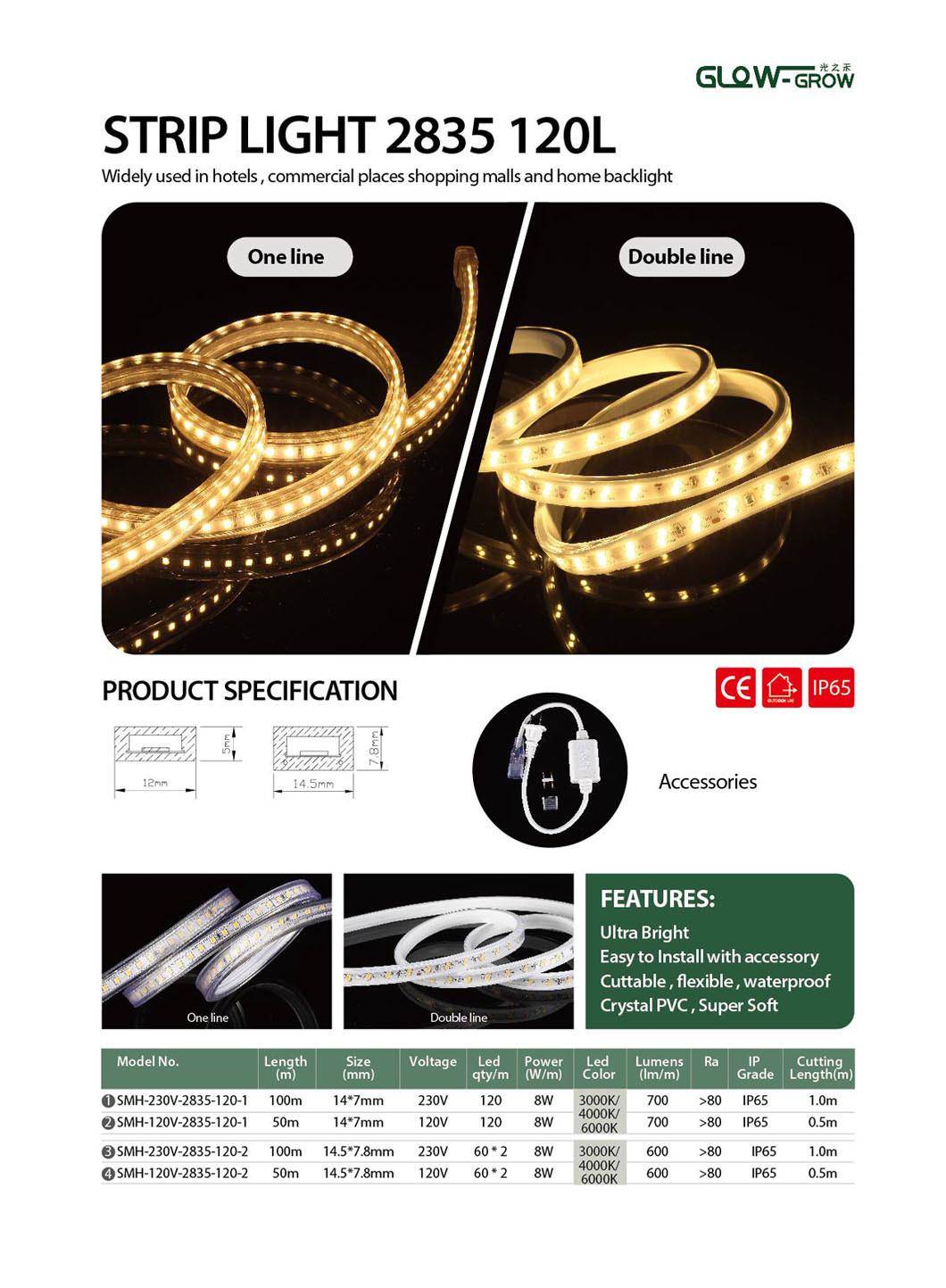 Project Use Factory IP65 60*2LEDs/M 2835 LED Strip Lamp