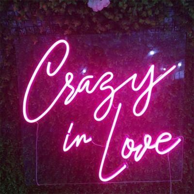 Custom Made Wall Mounted Hanging LED Custom Crazy in Love Neon Light Sign for Shop Party Decoration Wedding