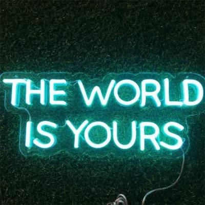 Custom LED Light White Color Words The World Is Yours Neon Light Sign for Sale