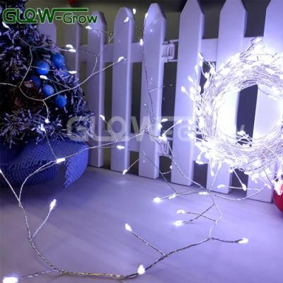 LED Cluster Lights 300 Warm White LEDs on Sliver Wire Plug in Garland Fairy Lights