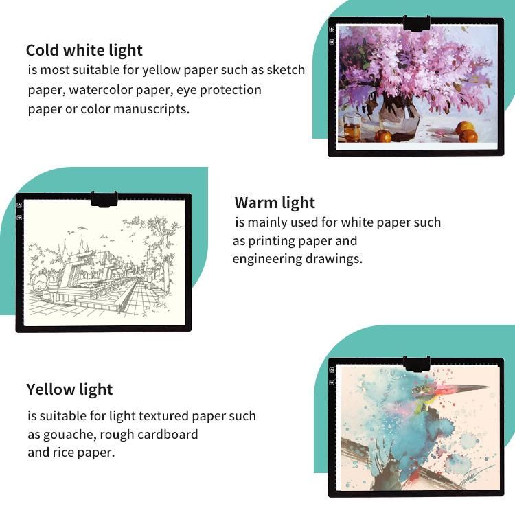 New Product Integrated Bracket Design A3 Battery Type LED Tracing Tablet Tracing Light Pad USB LED Light Pad with Stand