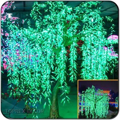 Quality Christmas Ornament Color Optional Weatherproof Garden Decoration Artificial Weeping Willow Tree with LED Lights