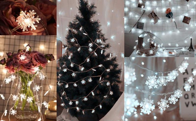 Snowflake String Lights, 1.5m 10 LED, Battery Powered String Light for Snow Theme Church Wedding Birthday Parties Decoration