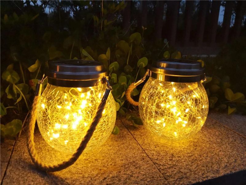 Hanging Glass Solar Mason Jar Fairy Solar Decorative Light for Christmas