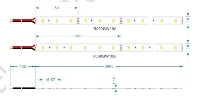 12V 60LEDs Bare Plate Process 2835 LED Strip / Tape