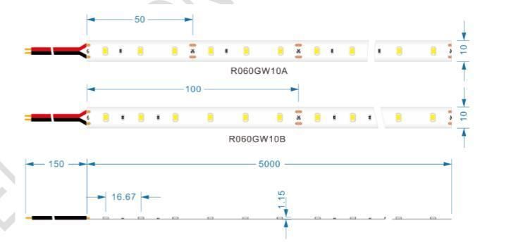 12V 60LEDs Bare Plate Process 2835 LED Strip / Tape