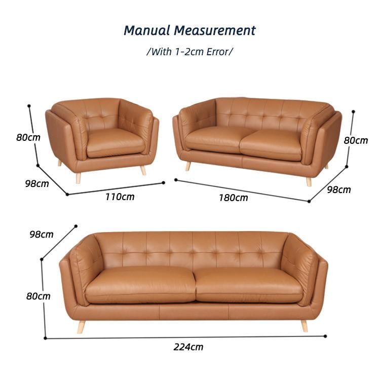 Healthtec New Design European Leather Couch Furnitire Living Room Sofa