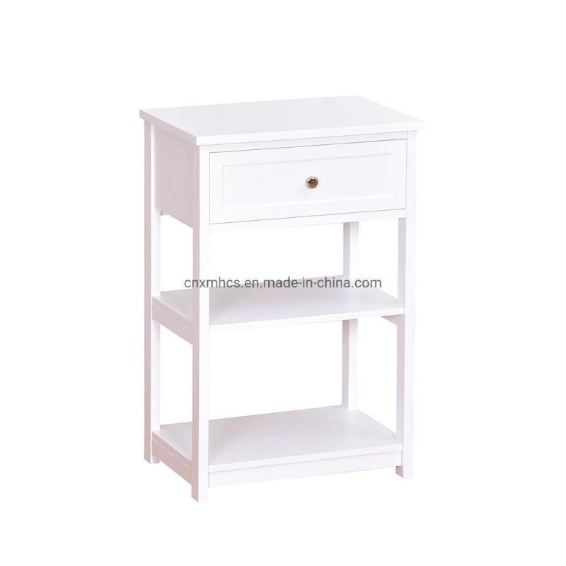 Wooden Furniture Customized Side Table with Drawer White End Table Nightstand Bedside Coffee Table Organizer