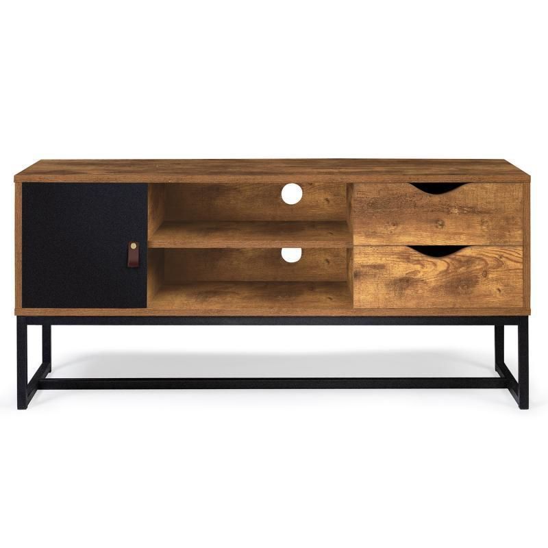 Industrial Style Double Color Matching Steel-Wood TV Stand Cabinet with Drawers 0370