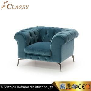 Metal Blue Velvet Chair Hotel Lobby Armchair Living Room Furniture