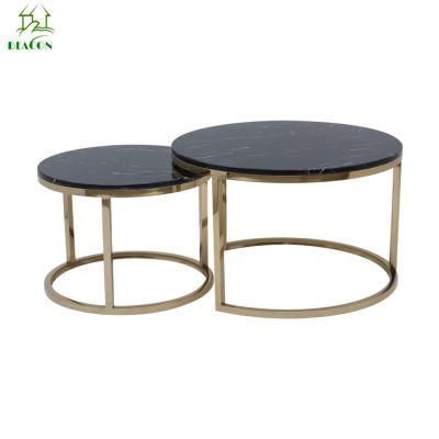 Artificial Marble Top Stainless Steel Rose Gold Side Table