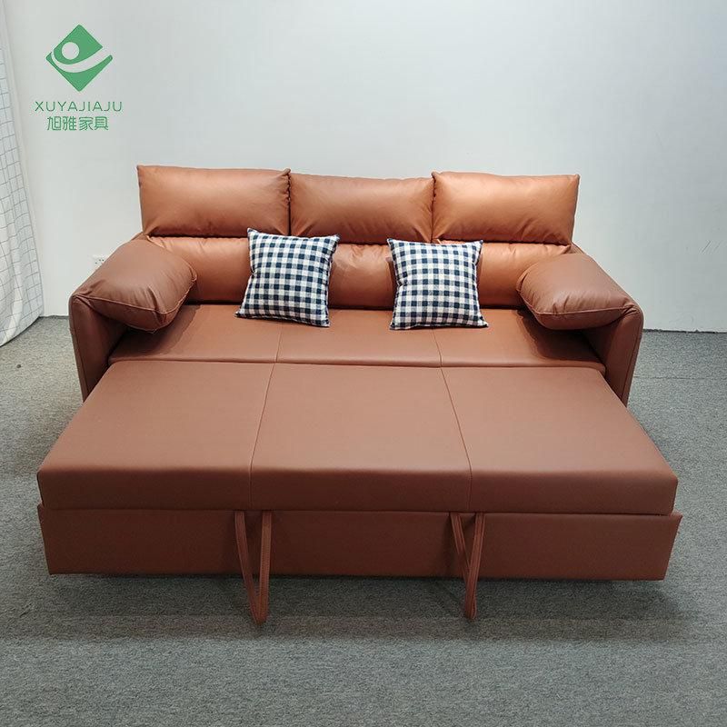 Vintage Orange Synthetic Leather Settee Sofa for Bedroom or Basement