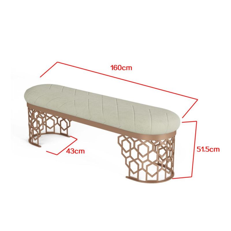 Contemporary Luxury Chinese Stylish Living Room Furniture Fabric Stool with Gold Stainless Steel Leg