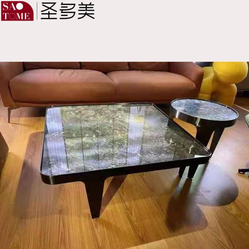 Modern Popular Living Room Furniture Two Sizes of Stainless Steel Gray Titanium Tea Table