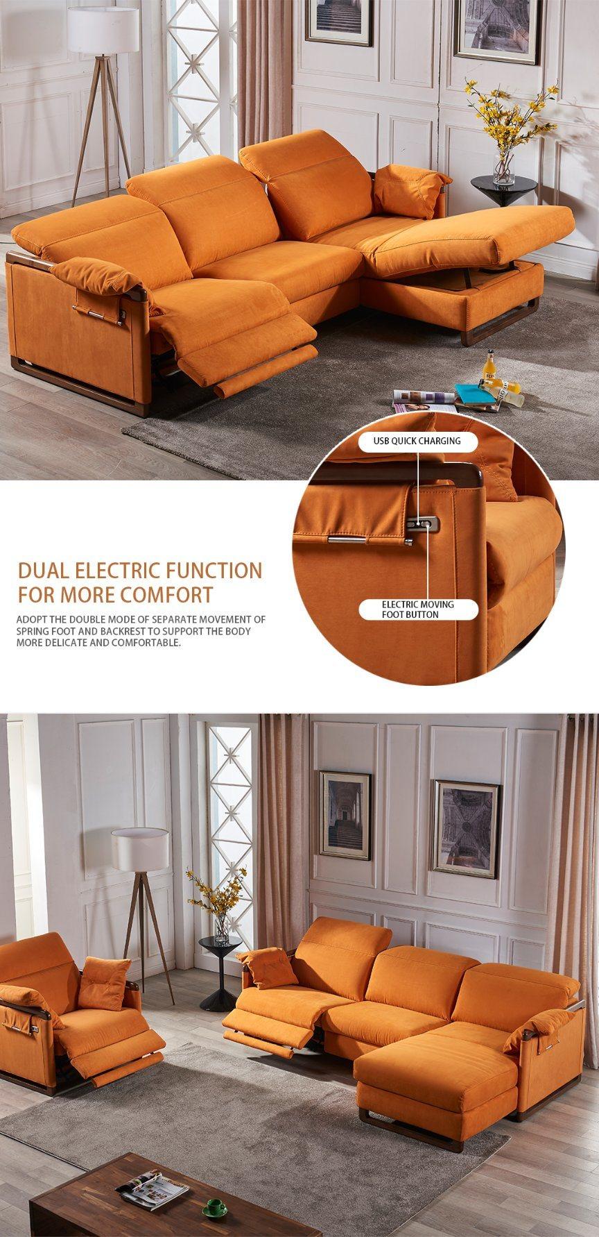 Electric Fabrric Sofa Combination Modern Contracted Italian Style Multifunctional Size Living Room Lazy Corner Sofa