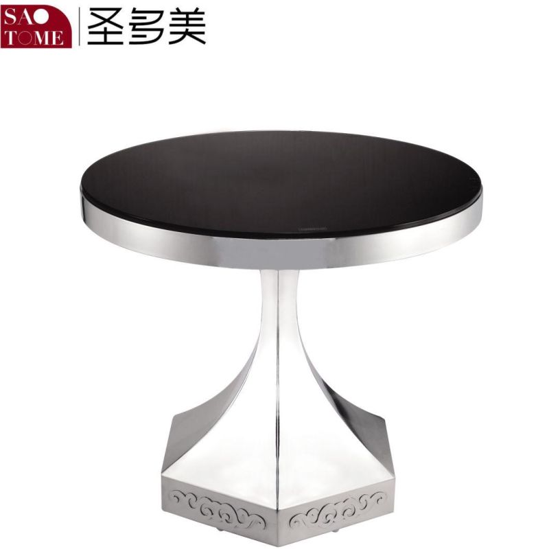 Contemporary Simple Style Home Furniture Stainless Steel Base and Glass End Table