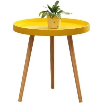 White Plastic Table Top Wooden Coffee Table Table Basse Bois Table Ronde Tea Table for Living Room