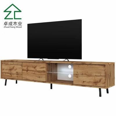 Wood Grain Color TV Cabinet with Metal Feet