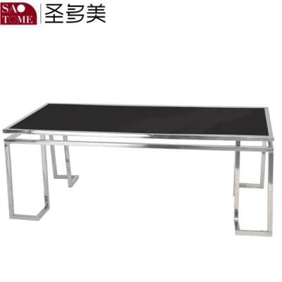 Household Rectangular Black Glass Coffee Table