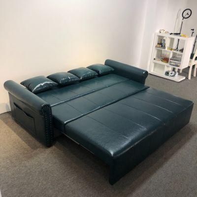 2 Seat Leather Multifunctional Sofa Bed Space Saving Design Foldable