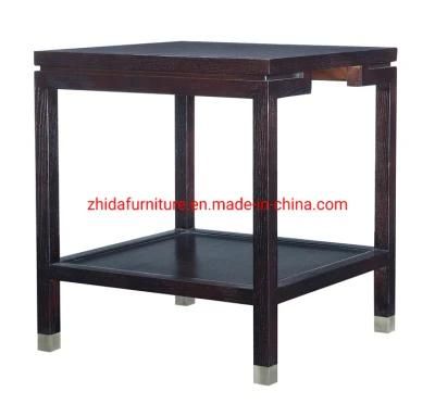 Chinese Modern Style Black Wooden Square Shape Coffee Side Table