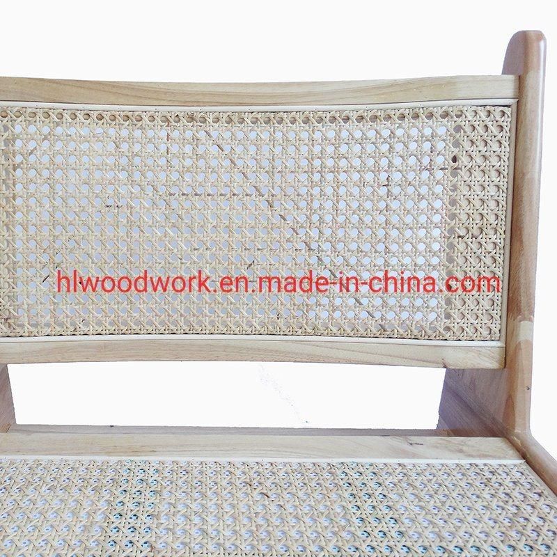 Rattan Leisure Chair Rubber Wood Frame Natural Color Living Room Chair