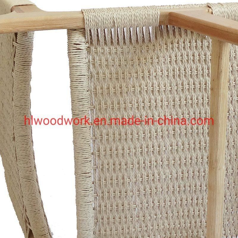 Saddle Chair Ash Wood Frame Natural Color with Woven Rope Without Arm Dining Chair