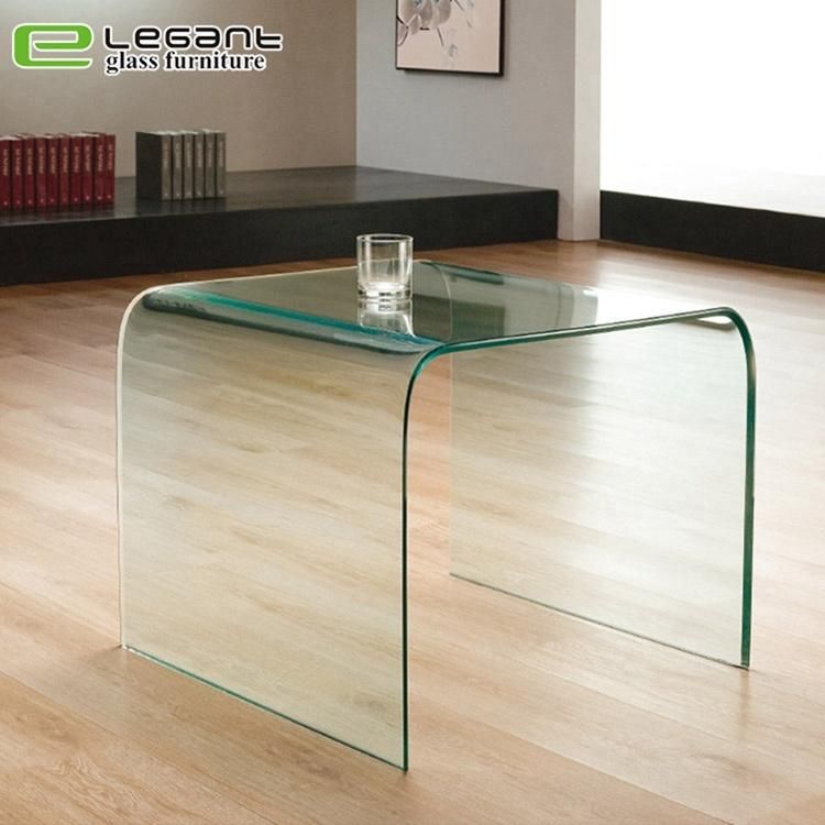 Modern Bent Glass Side Table in Clear Color