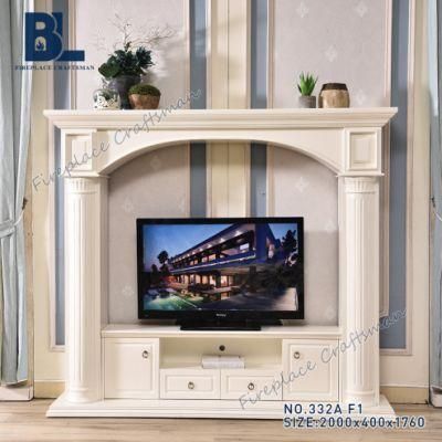 Wall Cupboard Cabinet Wooden Fireplace with Mantel Design TV Stand 332A