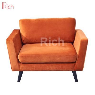 Living Room Furniture Orange Armchair Modern Velvet One Seater Sofa