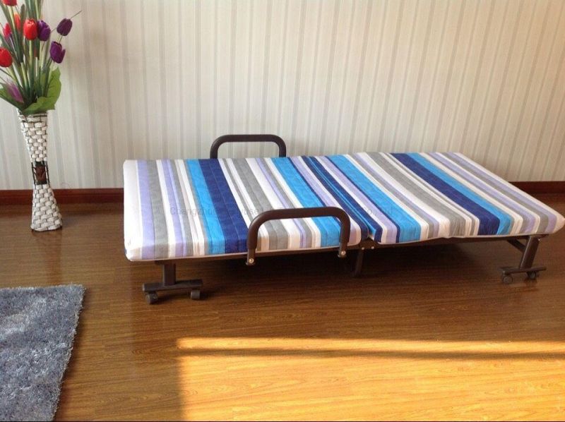 New Design Folding Bed with Wood Headboard