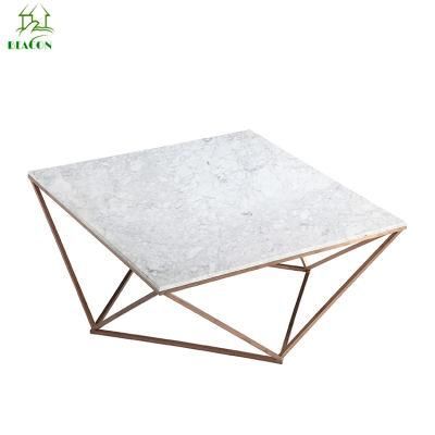 Living Room Brushed Gold Base Marble Coffee Tea Table