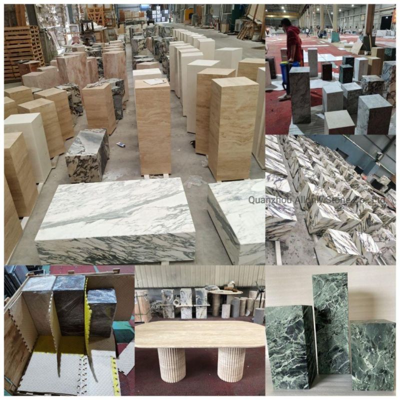 Customized Design Natural Arabescato White Marble Side Stone End Table