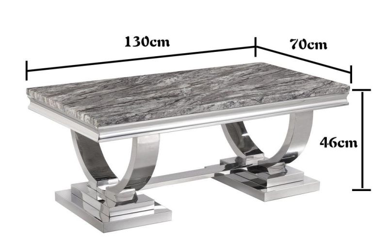 China Wholesale Home Living Room Furniture Modern Design Stainless Steel Marble Glass Top Coffee Table