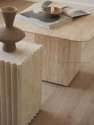 Living Room Furniture Natural Stone Travertine Nesting Side Table