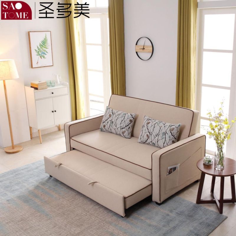 Modern Wooden Fabric Foldable Double Sofa Bed