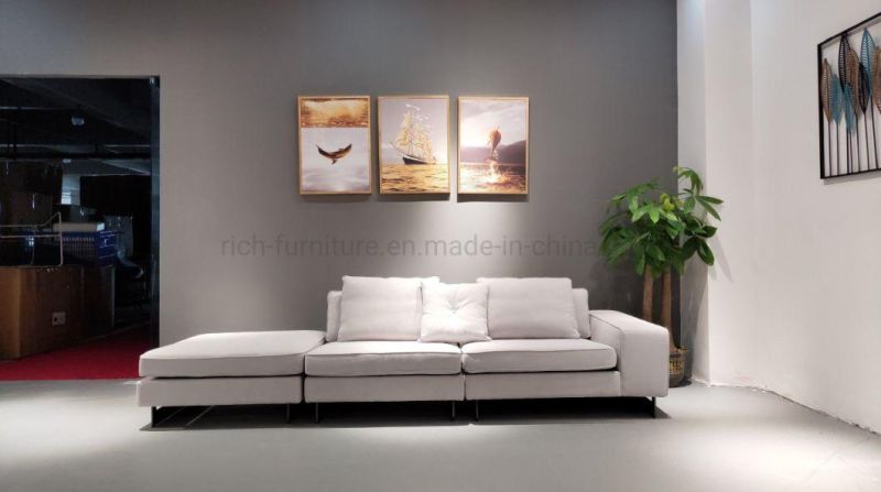 Modern Home Living Room Sectional Sofa L Shape Leather Sofa Fabric Corner Hotel Sofa