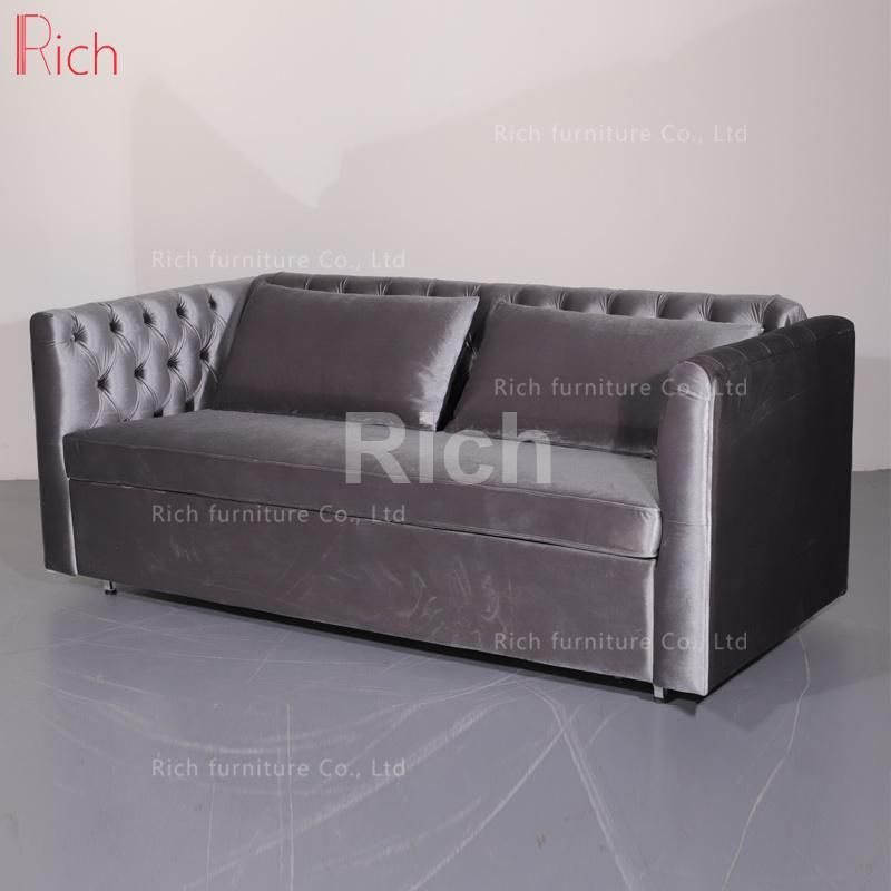 Modern Bedroom & Living-Room Shiny Plush Silver Fabric Velvet Foldable Sofa Bed