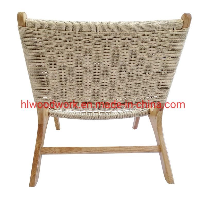 Saddle Chair Ash Wood Frame Natural Color with Woven Fabric Rope Without Arm Leisure Chair Living Room Furniture