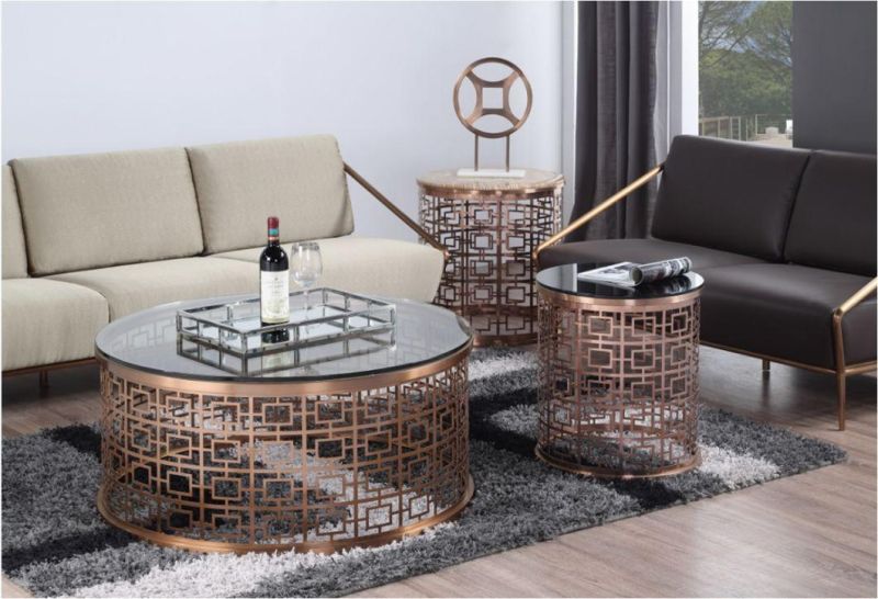 Modern Coffee Table Set with Tempered Glass Top