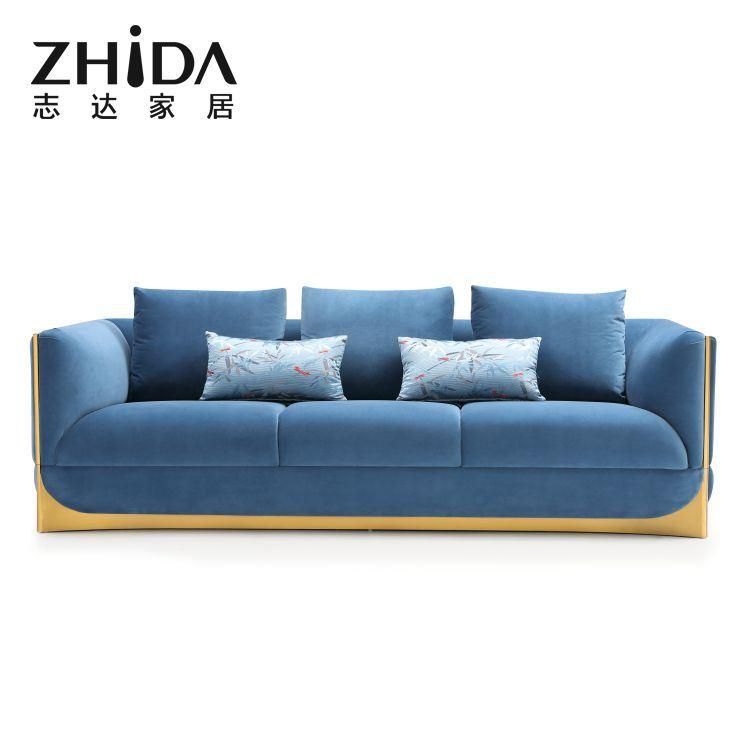 Hot Sale Italian New Luxury Style Sofas Comfort 3+2+1 Seater Stainless Steel High-End Villa Sofa Foshan Manufacturer Directly Sale