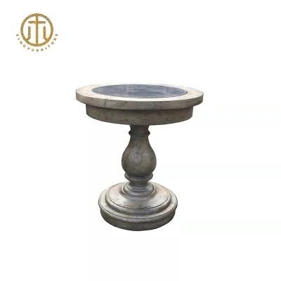 Round Mothproof White Rubber Wood Living Room Small Side Table