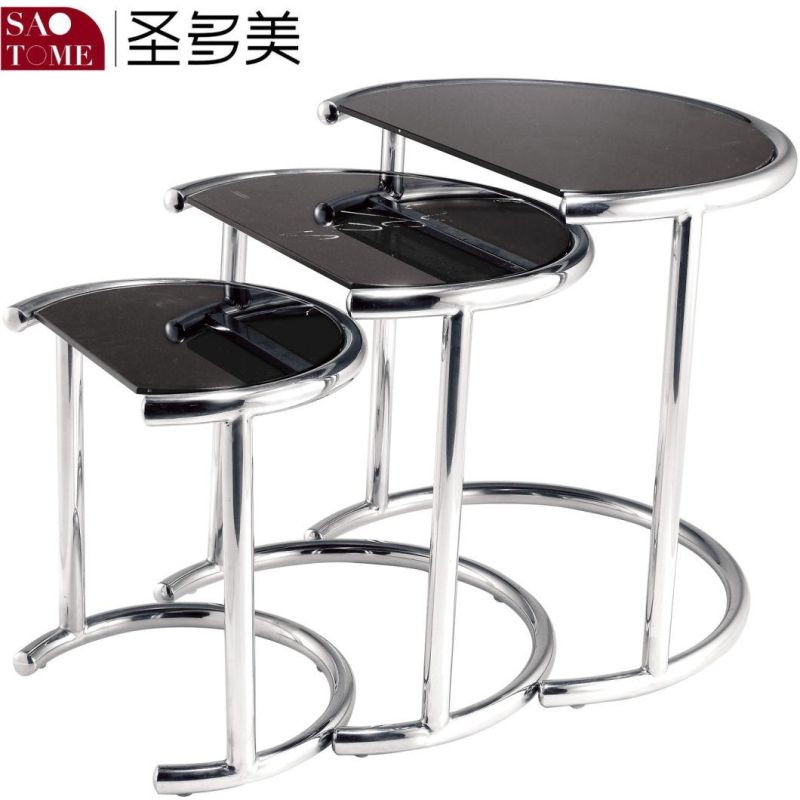 Modern Practical Living Room Furniture Stainless Steel Glass Two Specifications Nest Table