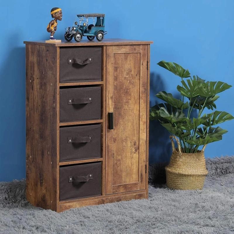 Living Room Office Retro Rustic Brown Floor Storage Cabinet 0226