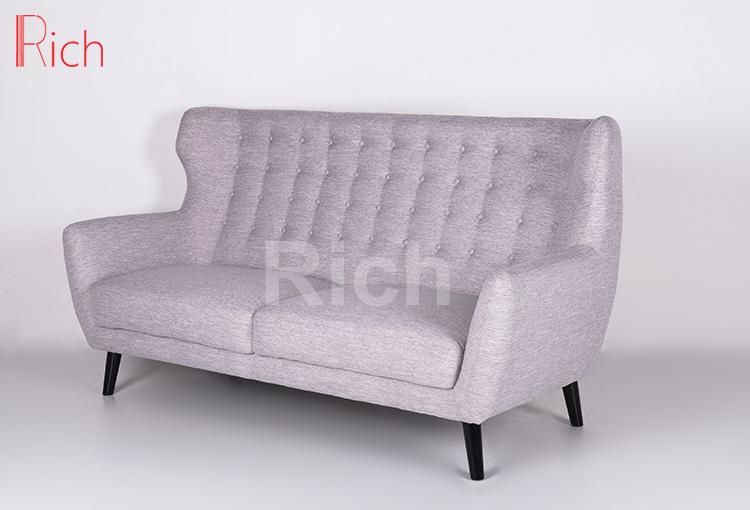 High Back Lounge Couch Grey Fabric Loveseat for Living Room