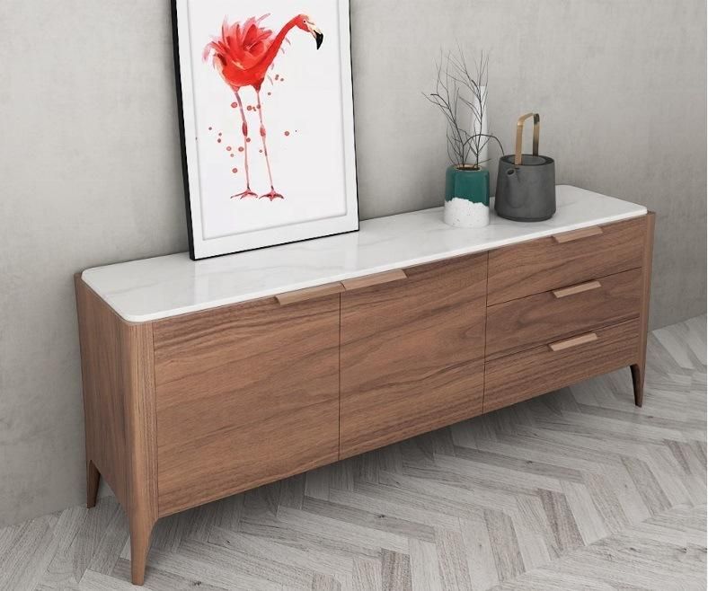 Nordic Wooden Hotel Furniture Marble Side Cabinet Console Table