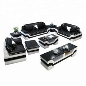 China Design Whole Sale Black Leather Cushions Sofas Set France Big Market