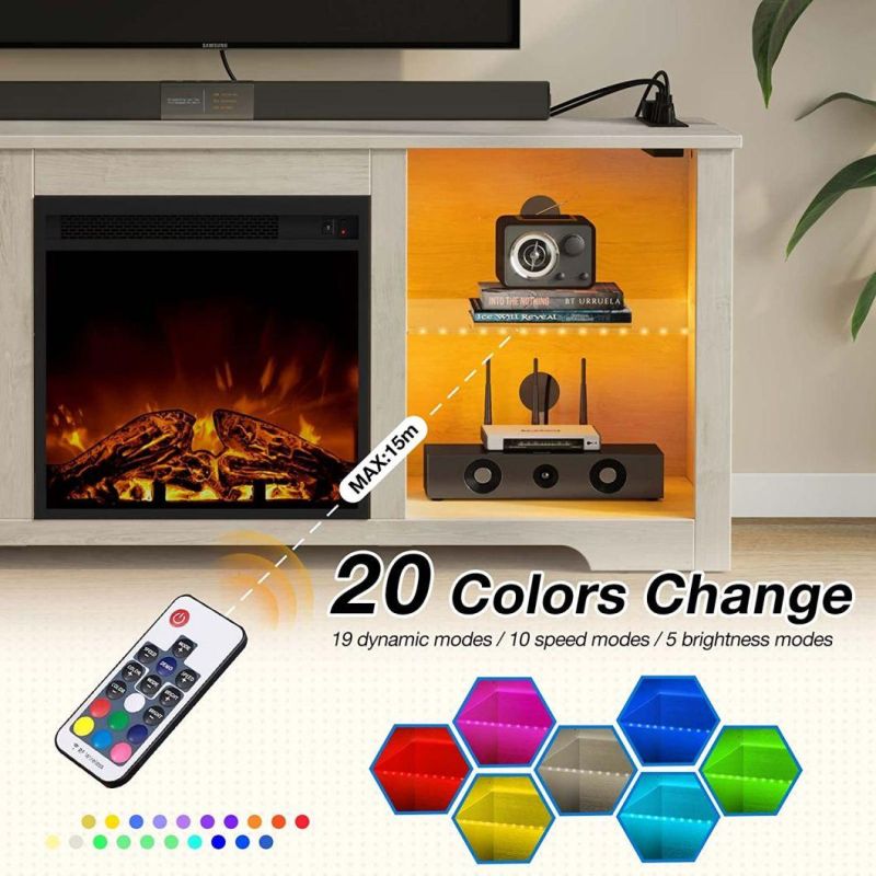 Modern Fireplace TV Stand TV Cabinet TV Console with LED Light for Living Room