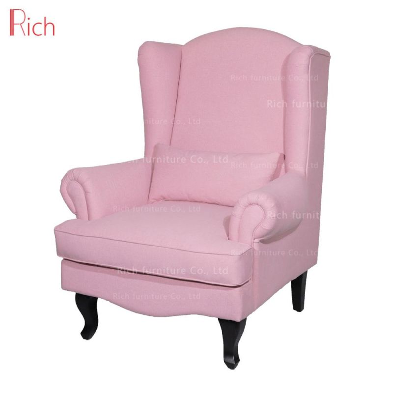 European Style Living Room Furniture Pink Velvet High Back Sofa