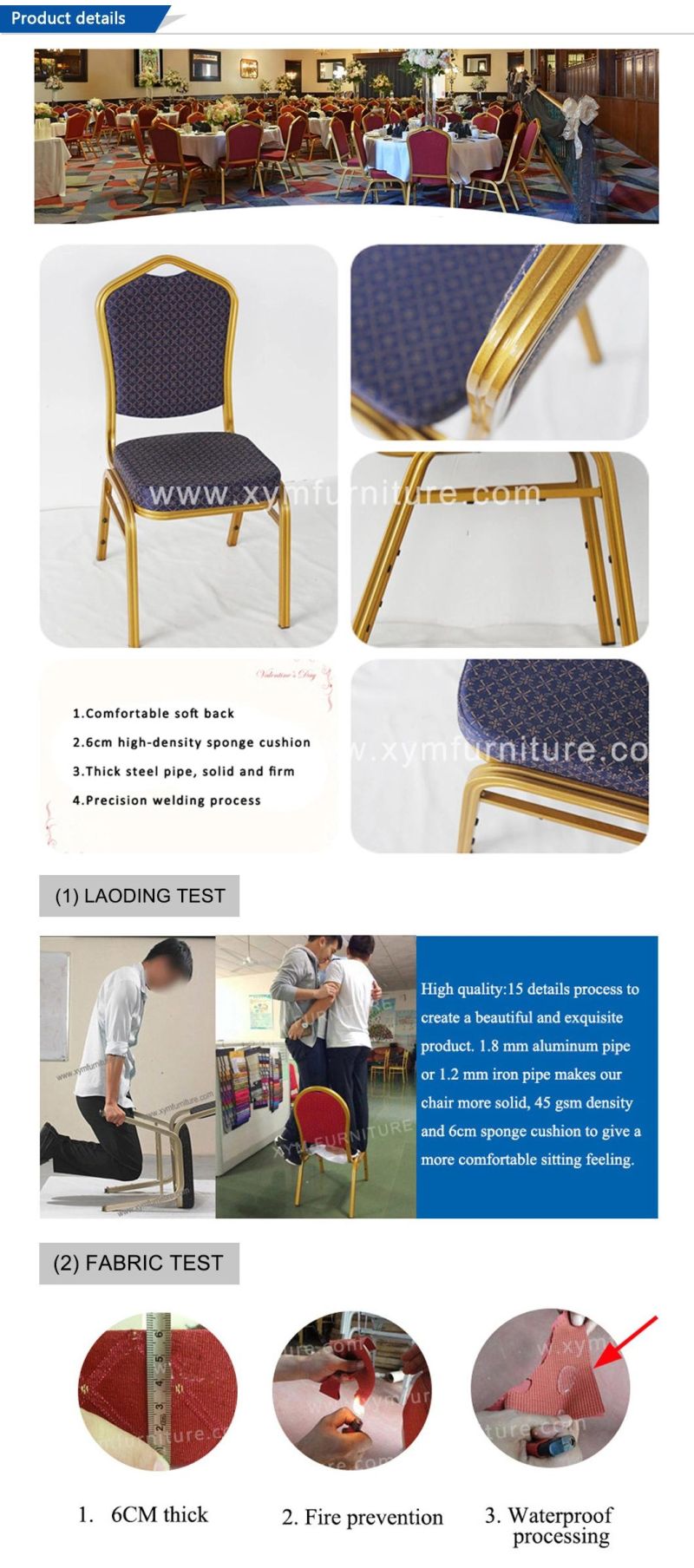 Promotional Cheap Hotel Restaurant Banquet Dining Metal Aluminum Iron Steel Chair (XYM-L187)